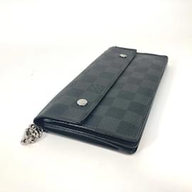 Louis Vuitton-Louis Vuitton N60023 Damier Graphite Long Wallet-Black