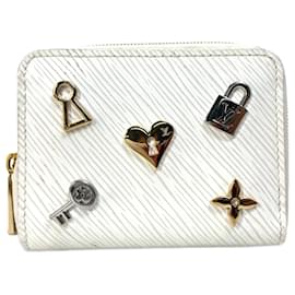 Louis Vuitton-Portafoglio con scomparto per monete Epi Love Lock di Louis Vuitton-Bianco