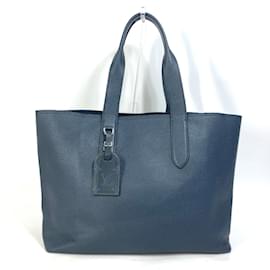 Louis Vuitton-Louis Vuitton Navy Leather Tote Bag-Navy blue