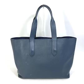 Louis Vuitton-Louis Vuitton Navy Leather Tote Bag-Navy blue