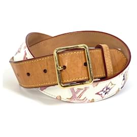 Louis Vuitton-Louis Vuitton M9623U Monogram Watercolor Belt-White