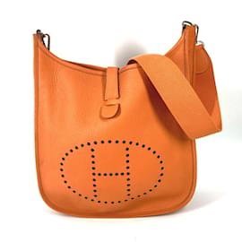 Hermès-Bolsa de ombro com logo H de punching Hermes-Laranja