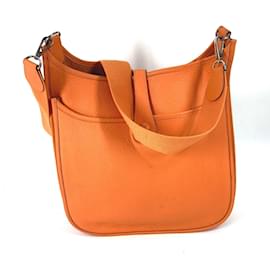 Hermès-Bolsa de ombro com logo H de punching Hermes-Laranja