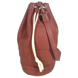 Bolsa de duffle com cordão e logo H da Hermès Marrom