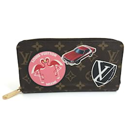 Louis Vuitton-Portafoglio lungo con zip Monogram-Sticker Louis Vuitton-Marrone