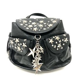 Jimmy Choo schwarzer Leder-Rucksack mit Sternen-Nieten Schwarz