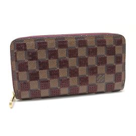 Louis Vuitton Damier-Paillette Reißverschluss Langbörse Braun
