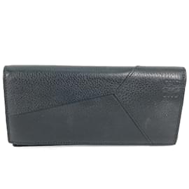 Loewe-Loewe Black Leather Long Wallet-Black