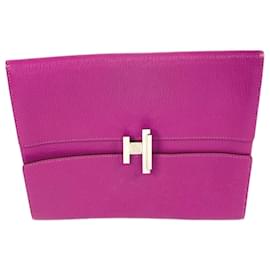 Hermès-Clutch in pelle viola Hermes-Porpora