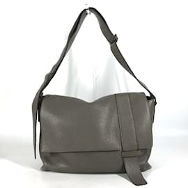 Hermès-Hermes Gray Leather Shoulder Bag-Brown
