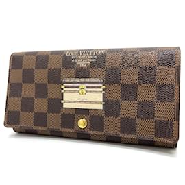 Louis Vuitton-Portafoglio lungo piegato Damier Louis Vuitton-Marrone