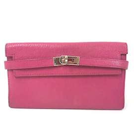 Hermès-Cartera larga de cuero rosa Hermes-Rosa