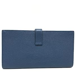 Hermès-Portafoglio lungo in pelle blu Hermes-Blu