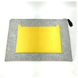 Hermès-Hermes Gray Clutch Bag-Brown