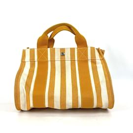 Hermès-Hermes Orange Cloth Handbag with Pouch-Orange