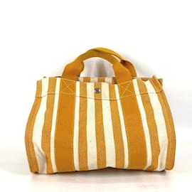 Hermès-Bolsa de mão de tecido laranja Hermès com bolsa-Laranja