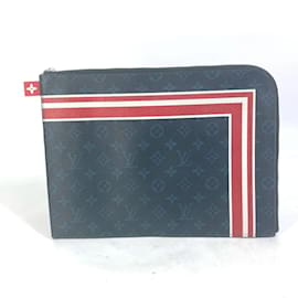 Louis Vuitton-Louis Vuitton Monogram Cobalt Striped Clutch Bag-Navy blue