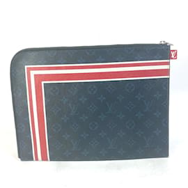 Louis Vuitton-Louis Vuitton Monogram Cobalt Striped Clutch Bag-Navy blue