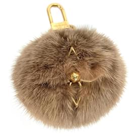 Louis Vuitton-Louis Vuitton M01018 Fur Bag Charm Key Holder-Brown