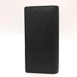 Louis Vuitton-Louis Vuitton Black Leather Long Wallet-Black