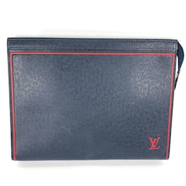 Louis Vuitton-Louis Vuitton Taiga Clutch Bag-Navy blue