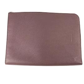 Louis Vuitton-Louis Vuitton Brown Leather Clutch Bag-Brown