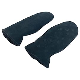 Louis Vuitton-Louis Vuitton Black Leather Warm Gloves-Black