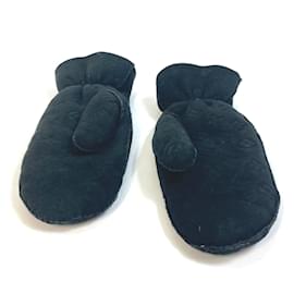 Louis Vuitton-Louis Vuitton Black Leather Warm Gloves-Black