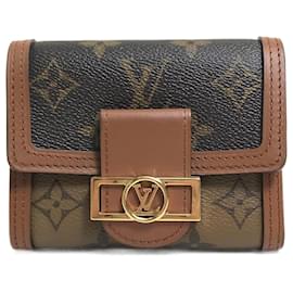 Louis Vuitton-Portafoglio Trifold Monogram Reverse Louis Vuitton-Marrone