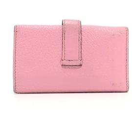 Hermès-Portachiavi in pelle rosa Hermes con 4 anelli-Rosa