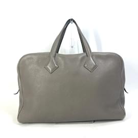 Hermès-Borsa Boston in pelle grigia Hermes-Marrone