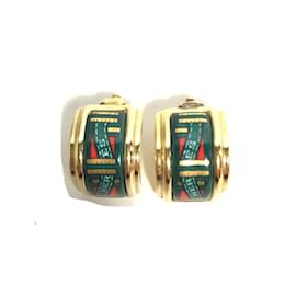 Hermès-Hermes Green Gold Plated Clip Earrings-Green