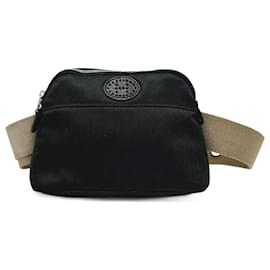 Hermès-Hermes Black Cloth Shoulder Bag Pouch-Black