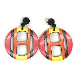 Hermès Pendientes de stud en madera lacada Hermes Naranja