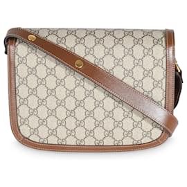 Gucci-Borsa a spalla Gucci Beige Ebano GG Supreme Canvas 1955 Horsebit-Marrone,Beige