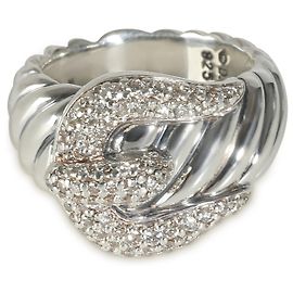 David Yurman Buckle Collection Buckle Ring in  Sterling Silver 0.6 CTW Silvery Metallic