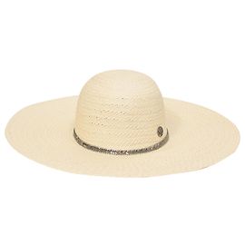 Maison Michel Crystal Embellished Hat in Beige Straw Beige