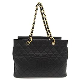 Chanel-Sac à main en cuir Chanel Matelassé avec chaîne 6431405 en excellent état-Noir