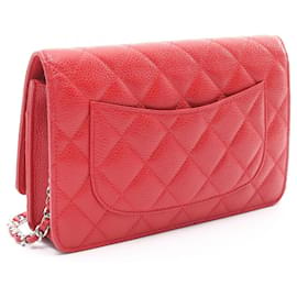 Chanel-Chanel Matelasse Chain Wallet Leather Shoulder Bag A33814 in Great Condition-Red