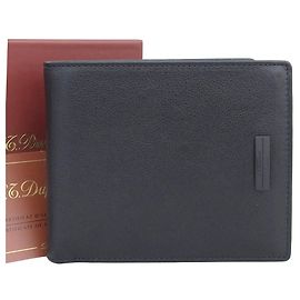 Autre Marque S.T. Dupont Black Leather Bifold Wallet Black