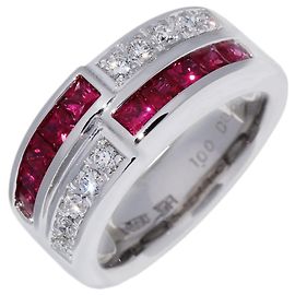 Autre Marque Pt950 Ruby 1.00ct Diamond 0.25ct Ring Size 12.5 Other