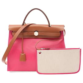 Hermès-Hermes Ale Bag Zip Leather Shoulder Bag in Very Good Condition-Pink