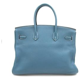 Hermès-Hermes Birkin 30 Lederhandtasche in sehr gutem Zustand-Blau