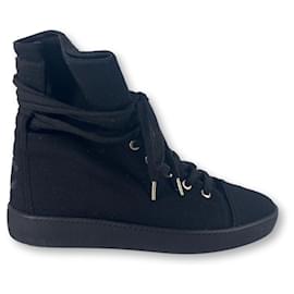 Chanel-Chanel lace-up high-top sneakers-Black