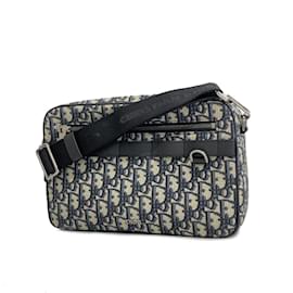 Christian Dior-Christian Dior Navy Canvas Shoulder Bag-Navy blue