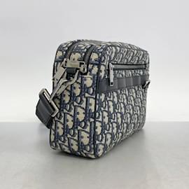 Christian Dior-Christian Dior Navy Canvas Shoulder Bag-Navy blue