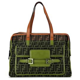Fendi-Fendi Brown Zucca Canvas Pocket Handbag-Brown