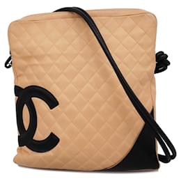 Chanel-Sac à épaule en cuir d'agneau Chanel Cambon-Beige