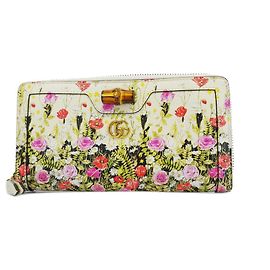 Portafoglio Lungo Gucci Bamboo Cat Bianco Multicolore