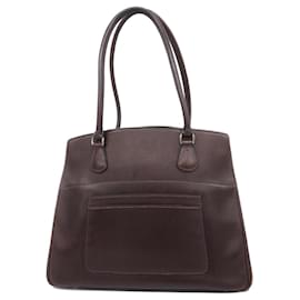 Hermès-Bolsa tote em couro box marrom escuro Hermes-Castanho escuro